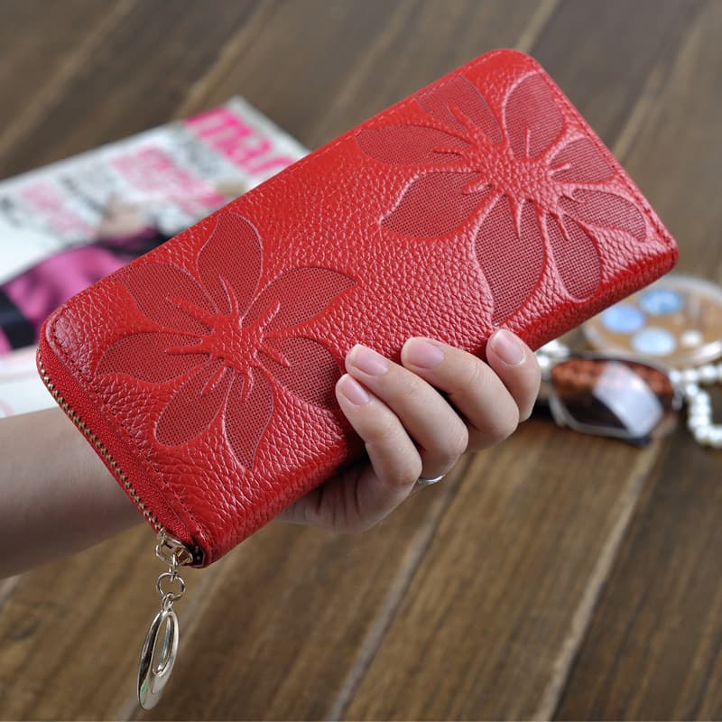 First-Layer Cowhide Women's Wallet Long Handbag Wholesale Guangzhou Factory Direct Sales Genuine Leather Women's Wallet Drop Shipping