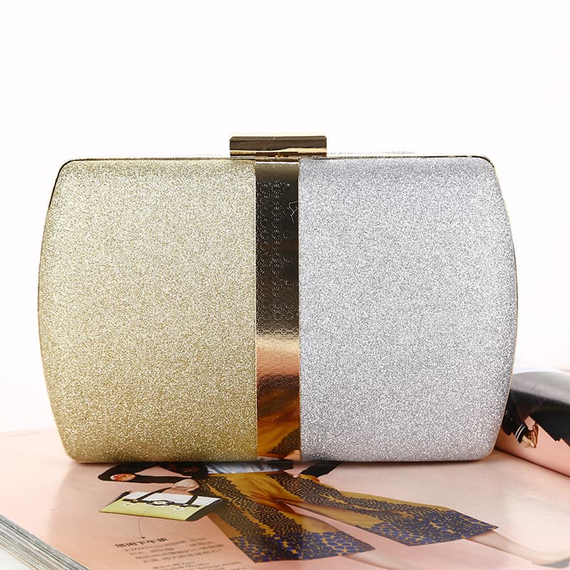 Cross-border new contrasting color stitching evening bag, simple chain evening bag, women's clutch bag manufacturer ready stock wholesale