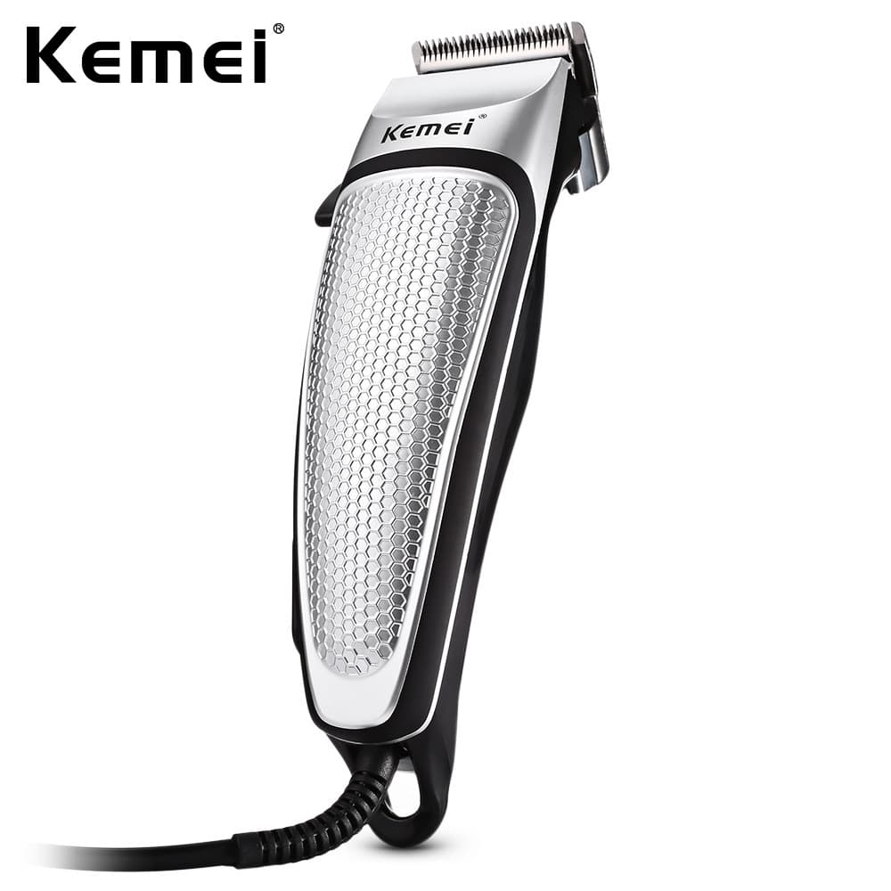 Silver KM-4639 Hair Clipper Plug-In European Standard Hair Trimmer Stainless Steel Blade Universal Use Non-Waterproof Haircut Machine