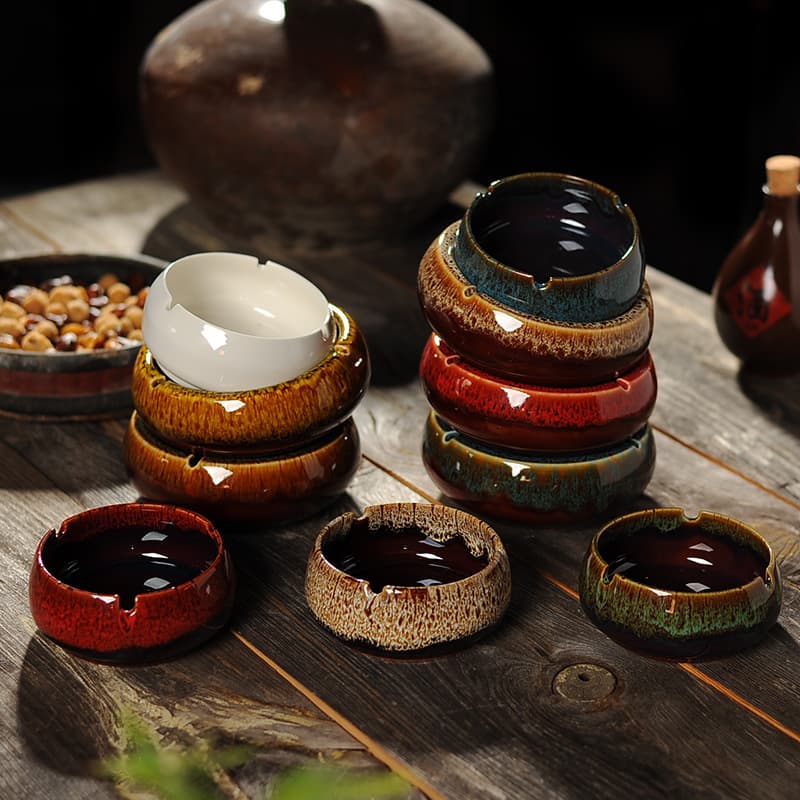 Ceramic Ashtray Creative Fashion Large Medium Office Ashtray Ceramic Desk Trash Storage
