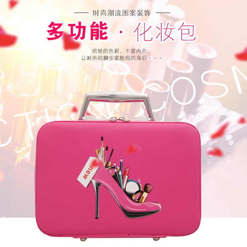 New Cosmetic Bag Cosmetic Case Cosmetic Bag High Heels Portable Storage Bag Capacity Portable PU Women's Cosmetic Bag