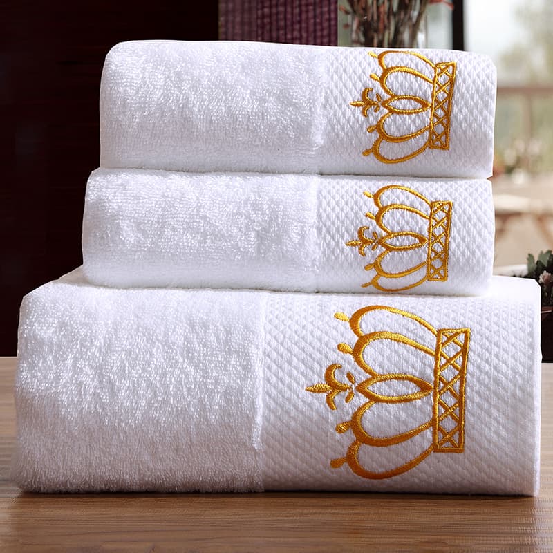 Five-star hotel towels pure cotton extra absorbent bath towel set beauty salon hotel white face towel manufacturer wholesale