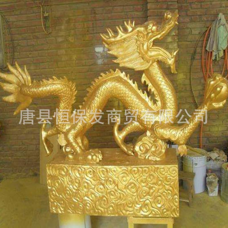 Temple pure copper plate dragon column outdoor large copper dragon and copper phoenix sculpture ornaments to make pure copper double dragons playing with beads sculpture