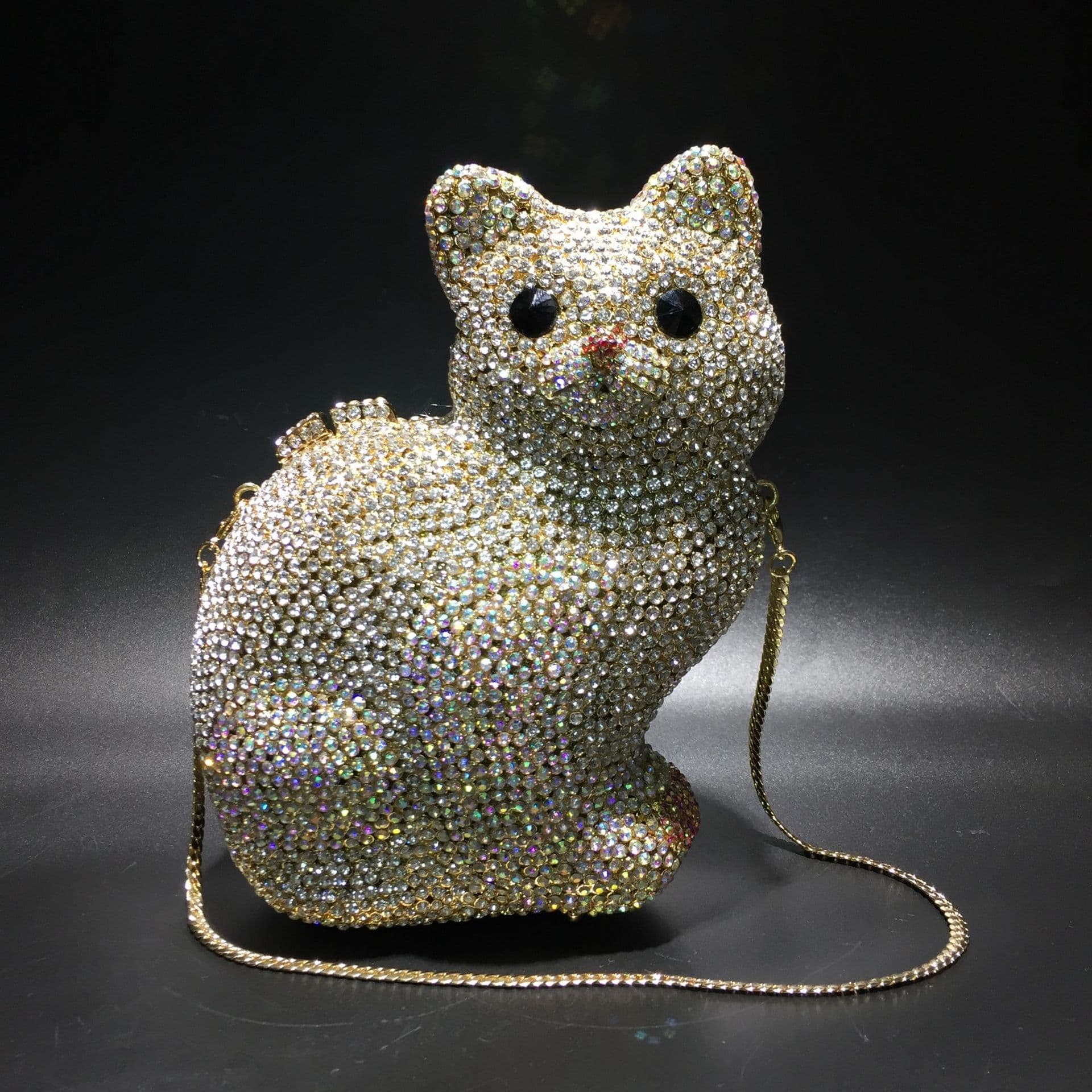 Kitten Rhinestone Bag Hollow Metal Crystal Dinner Bag Handmade Diamond Bag AliExpress Foreign Trade Ladies Clutch Bag