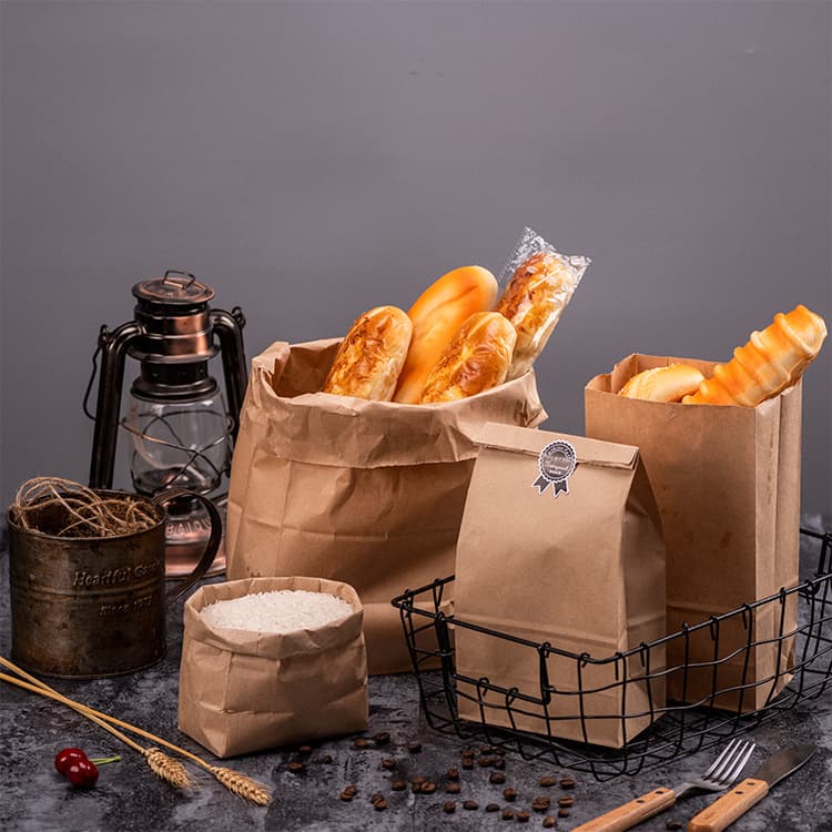 Ready-Made Kraft Paper Food Bags, Packaging Bags, Disposable Grease-Resistant Takeout Bags, Thick Baking Bread Bags