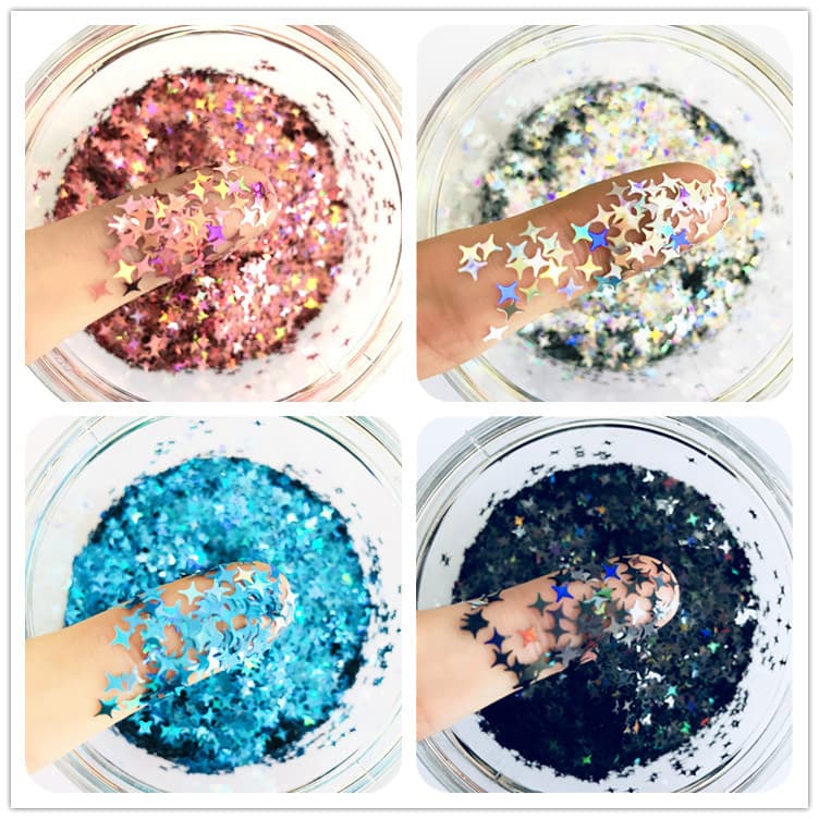 Star Shaped Glitter Eye Shadow Clay Drip Glue Materials Handmade DIY Slime Filling Craft Supplies Bright Sparkling Fun