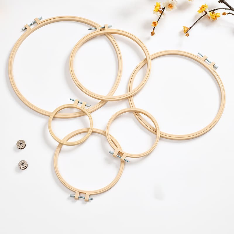 Metal Head Imitation Bamboo Embroidery Hoop DIY Embroidery Ring Cross Stitch Hoop Beige Multi-size Dreamcatcher Factory Stock
