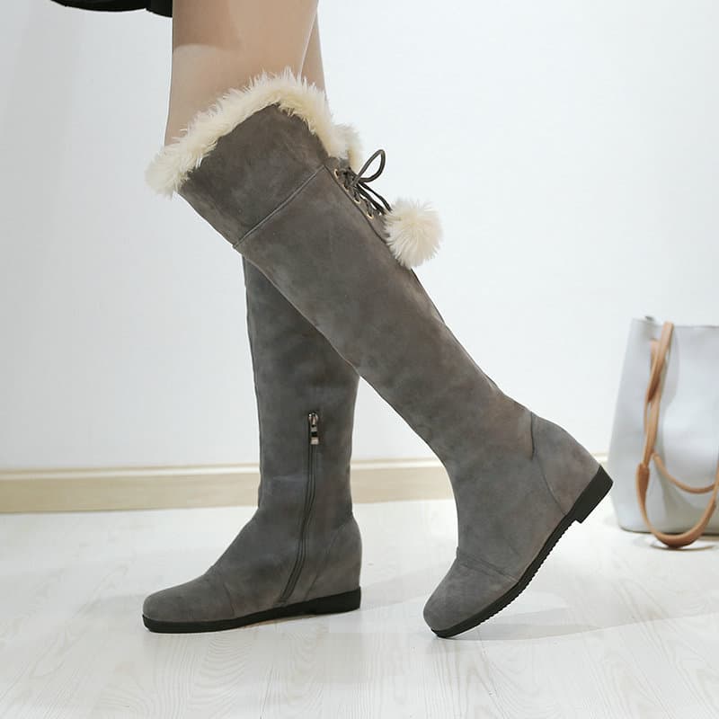 Winter High-Tube Knee-Length Boots Flat Warm Padded Snow Boots Women's Boots Women's Shoes Plus Velvet Generation Hair