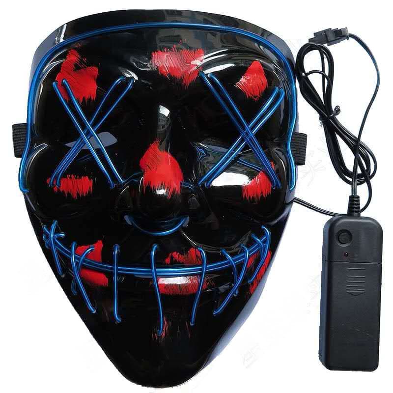 Halloween EL Light-Up Mask Scary LED Flashing Ghost Face Black V Adult Fluorescent Dance Mask