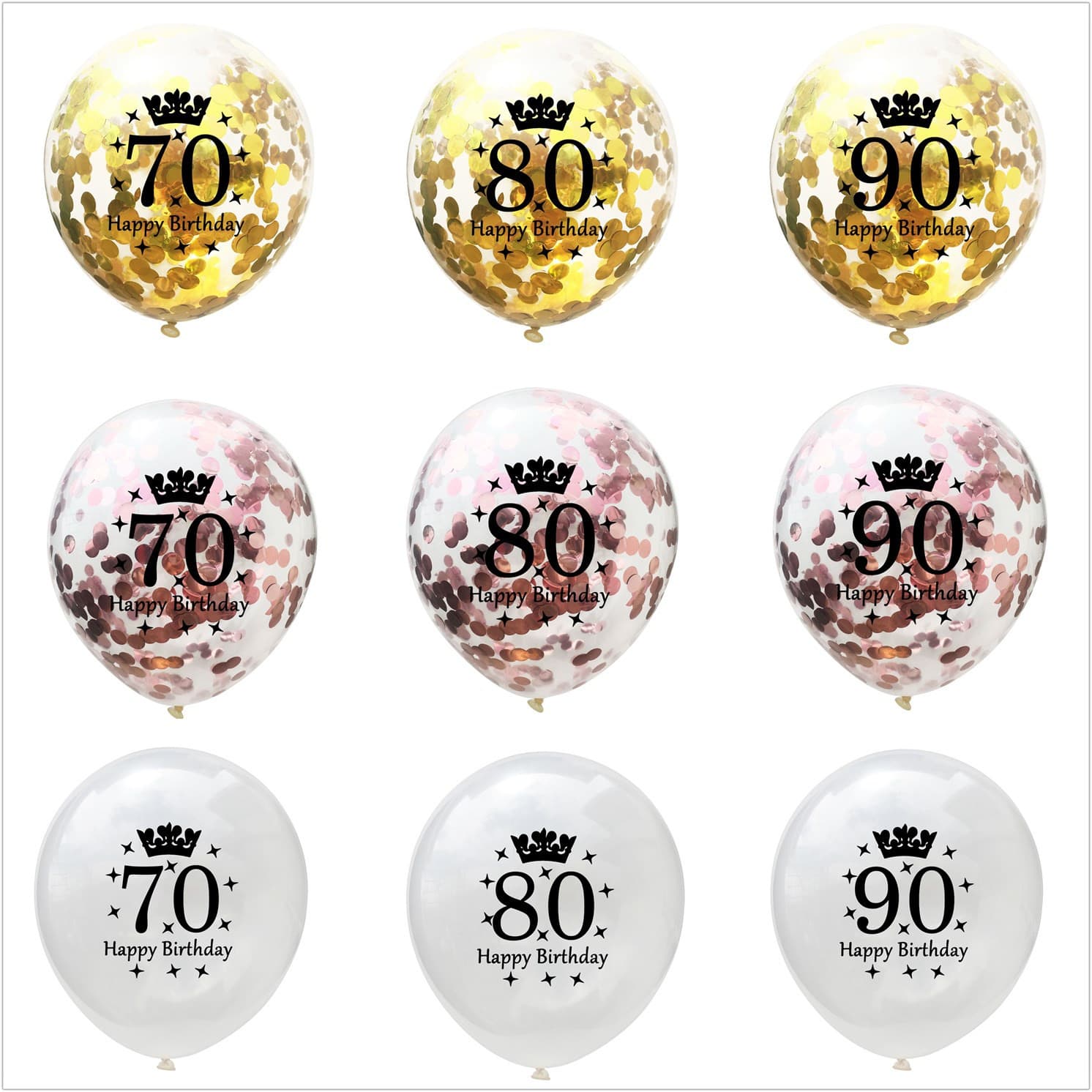 Amazon 70/80/90 Digital Crown Confetti Latex Balloons 16th Birthday Adult Birthday Party Gathering Decoration