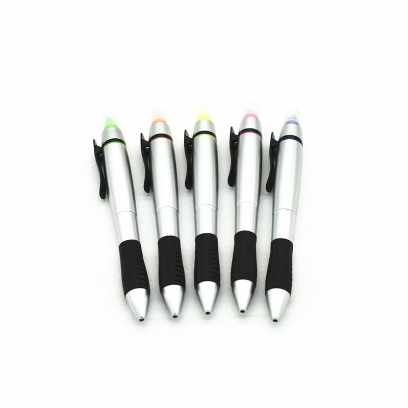 Supply of two-in-one highlighter, silver ballpoint pen highlighter, plastic ballpoint pen + highlighter
