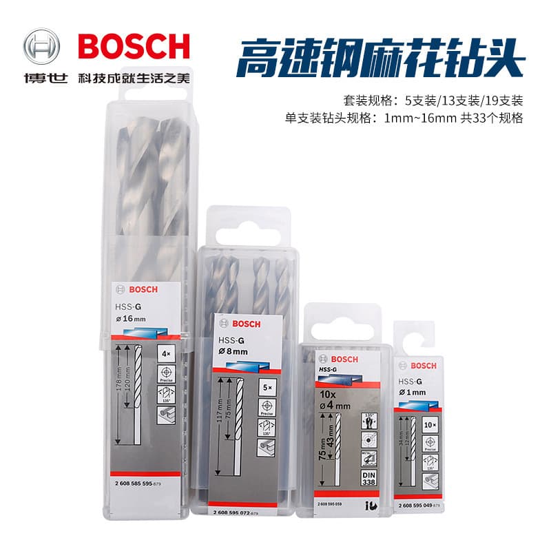 BOSCH HSS Twist Drill Bit for Stainless Steel and Iron Plate, Straight Shank Fully Ground Drill Bit 1-10mm