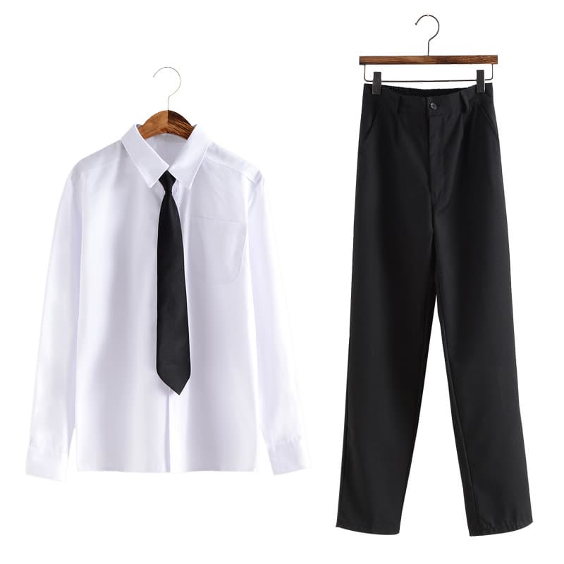 Original DK uniform basic white shirt for boys, preppy style, short-sleeved shirt, graduation uniform, casual workwear