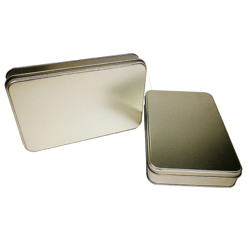 Custom Silver Tin Box with Lid for Snacks and Small Items, Square Tinplate Box from Dongguan Manufacturer