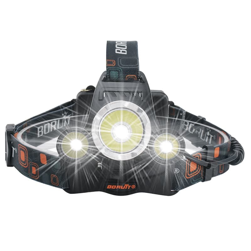 BORUiT Upgraded RJ-3000 High Beam Headlamp USB Rechargeable Fishing Light 5000LM Aluminum Material LED Source For Camping Hiking
