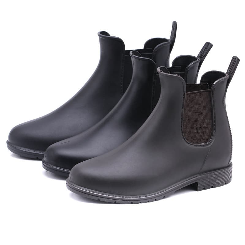 Women's Ankle-Length Rain Boots with Flower Decorations and Side Zipper Closure
