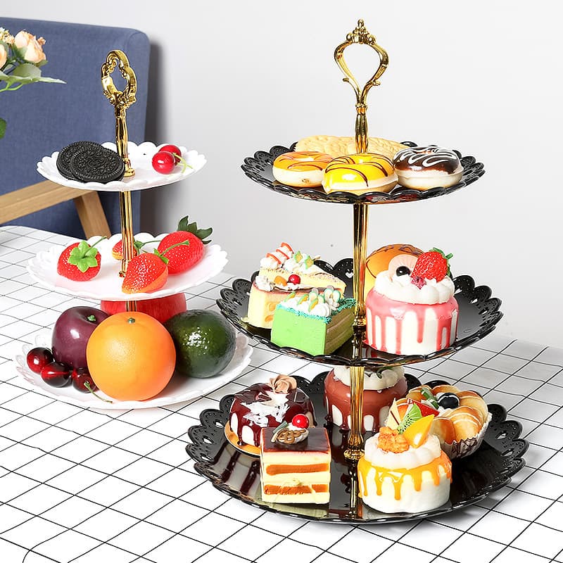 European-style Dessert Table Fruit Plate Three-tier Cake Stand Pastry Stand Wedding Party Candy Plate Plastic Nut Plate