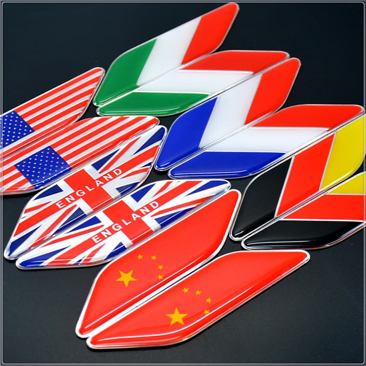 China, UK, USA, Italy, Germany flag car stickers, metal car logos, car scratch stickers, fender logos