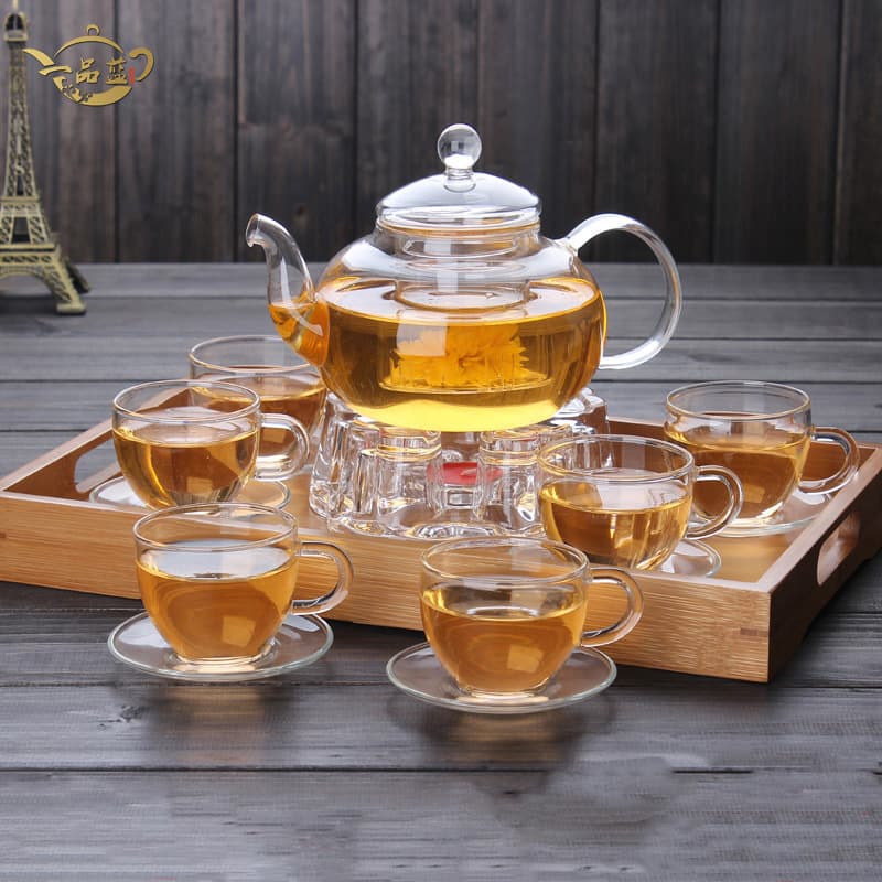 Thick heat-resistant glass teapot Kungfu set with transparent filter inner pot, packaged in a gift box