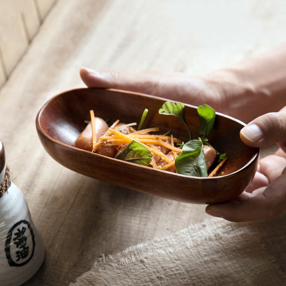 Creative Japanese Style Small Serving Tray Wooden Sushi Box Mini Fruit Plate Hotel Supplies Dry Fruit Plate Towel Tray