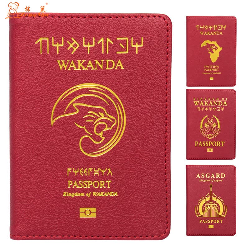 Batman Passport Cover Black Panther Kingdom Passport Protector Leather Travel Card Holder Marvel Heroes Ticket Holder Wholesale