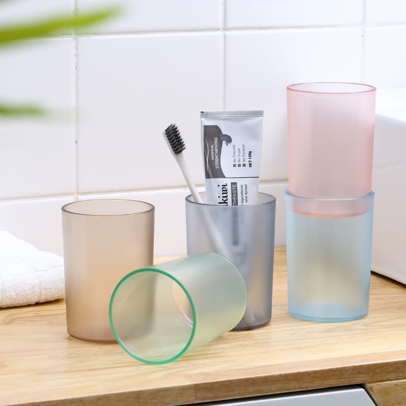 Transparent Solid Color Mouthwash Cup, Printable Logo, Frosted Texture, Couples Toothbrush Cup, Wash Basin Cup, Round Rinsing Cup