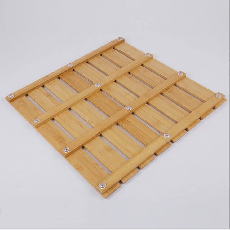 Bamboo Bathroom Shower Drain Mat Anti-Slip Foot Pad Hollow Floor Mat for Bathroom Water Drainage