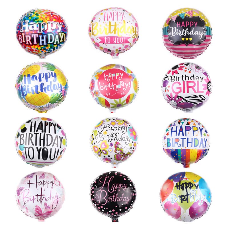 New 18-inch round happy birthday aluminum film balloon happy birthday scene layout balloon wholesale