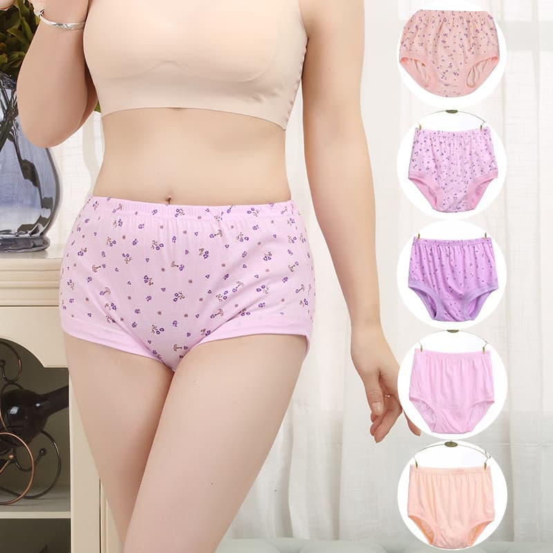 Women's Cotton High-Waist Briefs for Middle-Aged and Elderly, Plus Size Triangle Panties for Moms