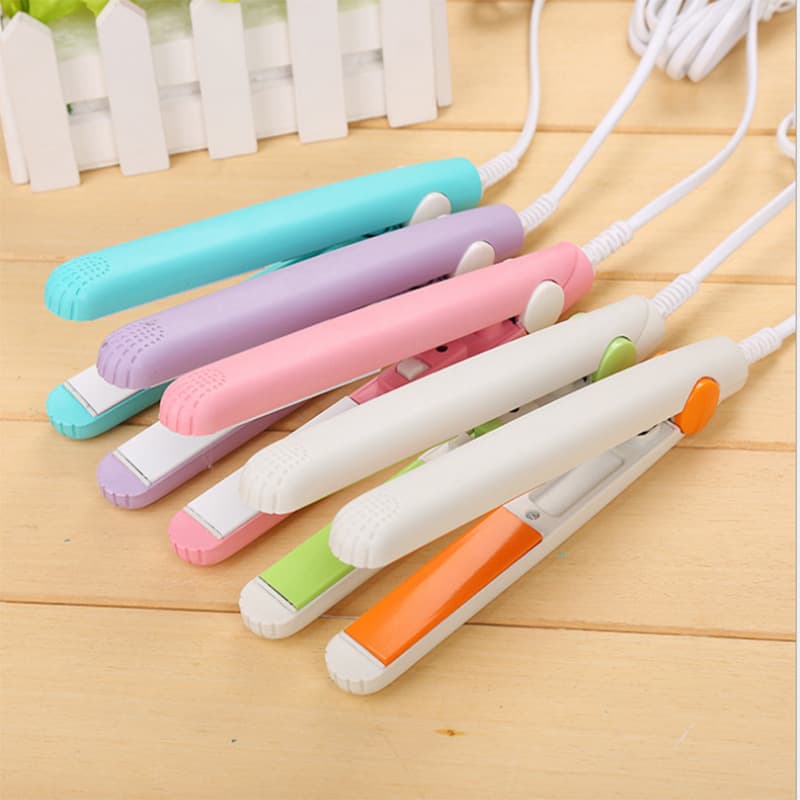 Korean Style Mini Curling Iron Portable Student Dormitory Dual Use Straightener and Curler, Small Hair Styling Iron