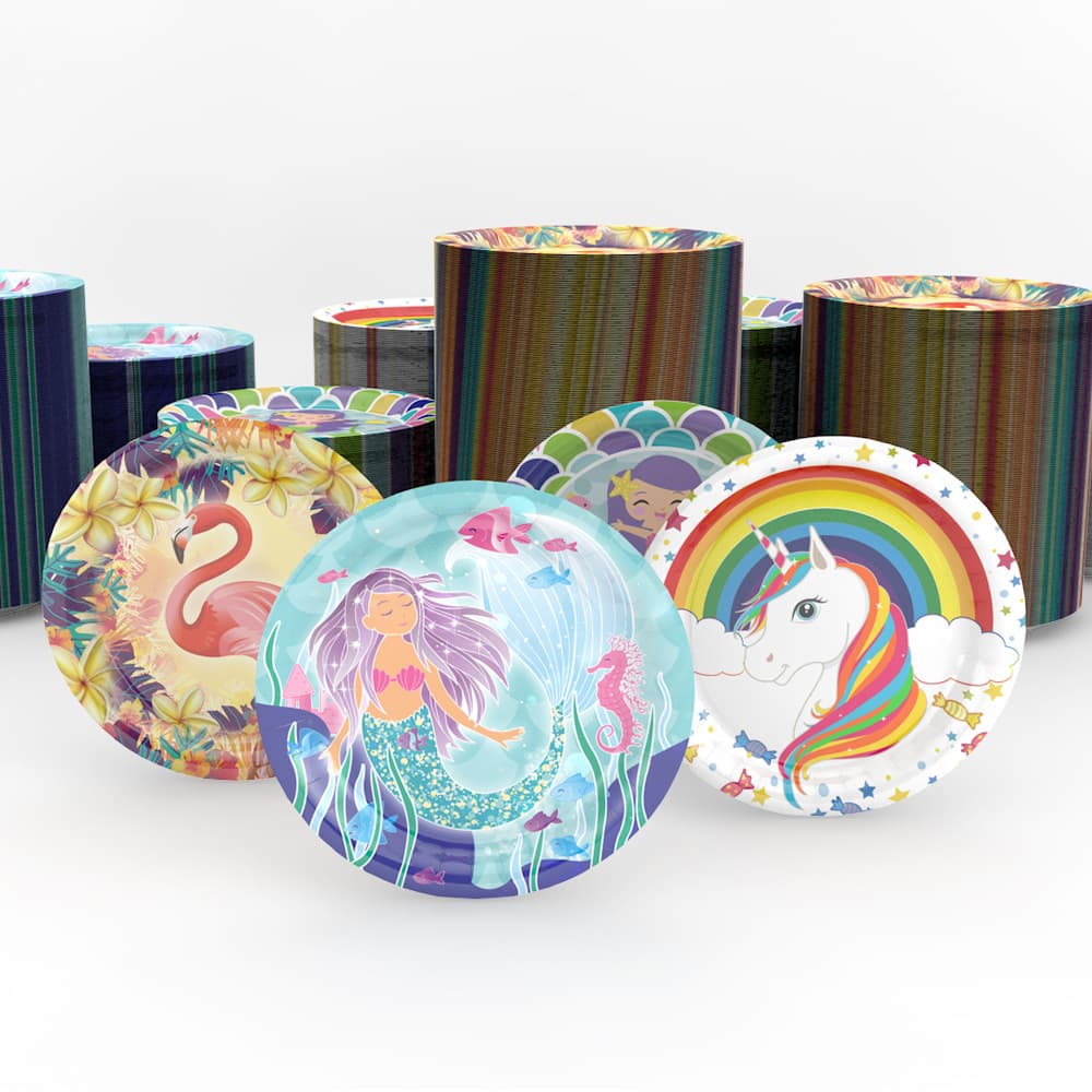 Cook Party White Cardboard Plate Processing White Cardboard Color Printing Party Decoration Paper Plate White Cardboard Supplies