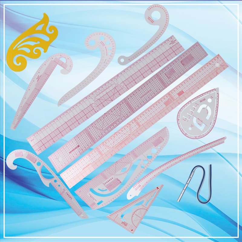 Clothing design, pattern making, cutting, grading, curve ruler, button ruler, arc ruler, straight ruler, soft ruler, pattern making ruler