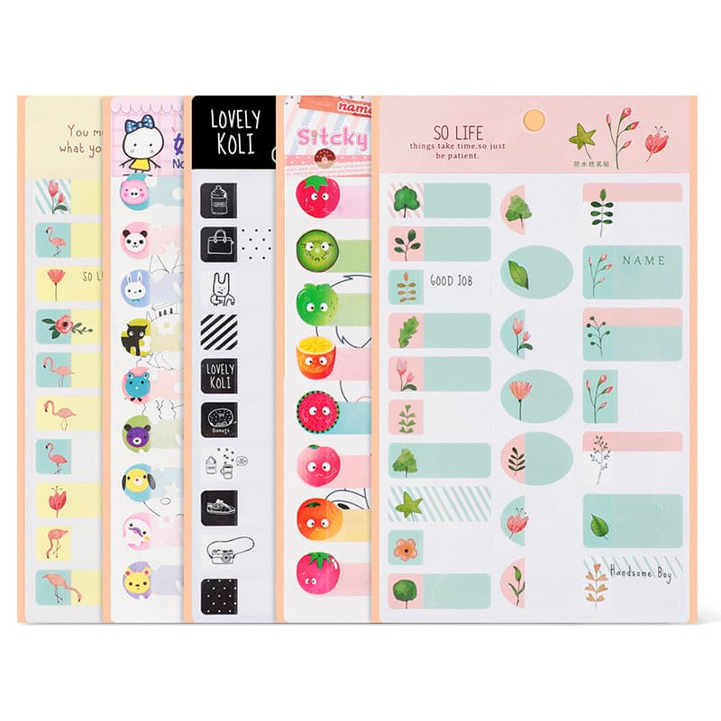Creative children's cartoon name stickers, waterproof adhesive labels, handwritten flamingo stickers for classification and pasting