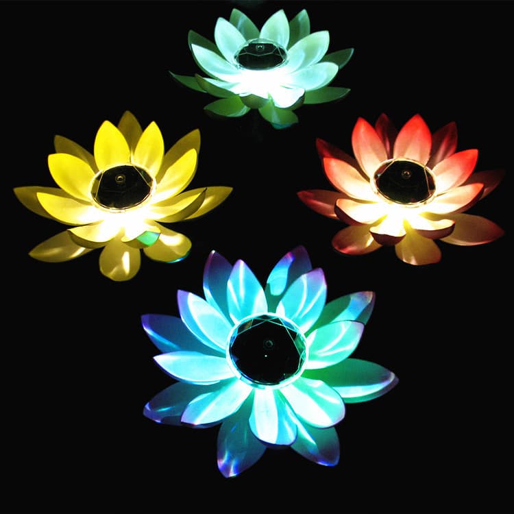 Dingcheng Factory Direct Solar Lotus LED Lights, Pond Decor in Rainbow or Single Colors, Source Manufacturer