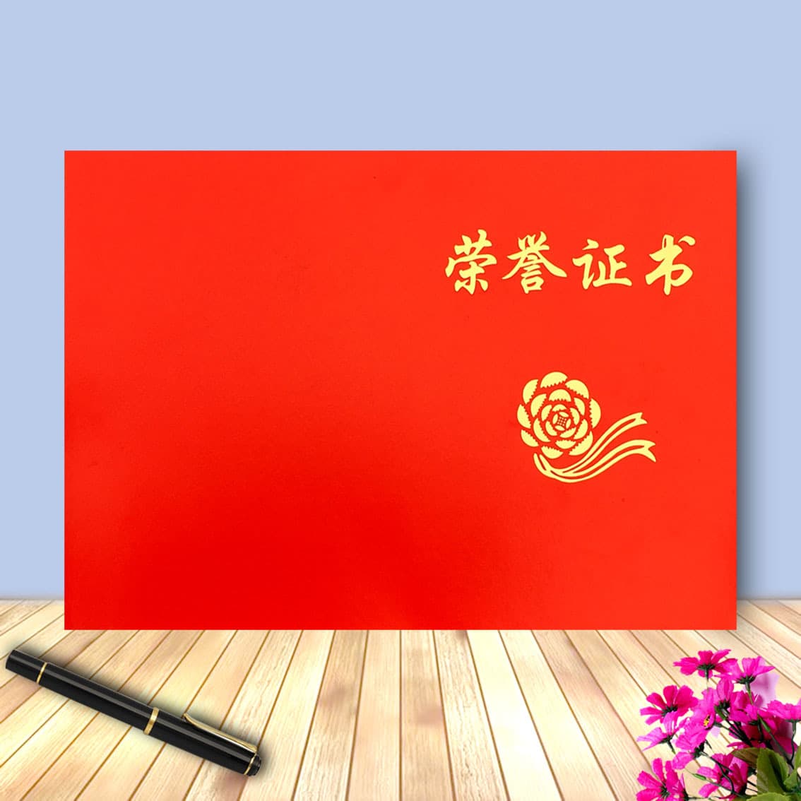 Ready stock wholesale red card honorary certificates, red paper surface A4 red card paper gold-stamped honorary certificate making.