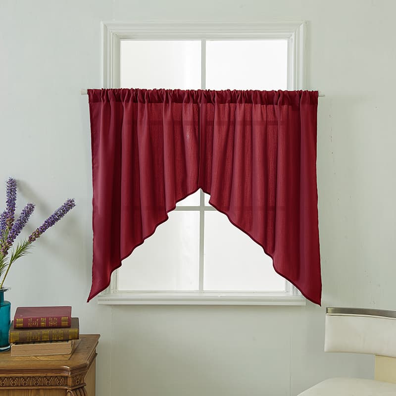 Factory Direct Cross-border Finished Curtains Solid Color Kitchen Curtains Triangular Curtains Nordic Style Small Curtains Wholesale