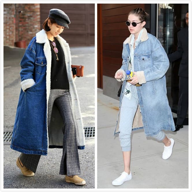2024 Fall/Winter Lamb Wool Thickened Denim Jacket Women's Mid-Length Lined Cotton Coat Cotton Padded Jacket Trendy