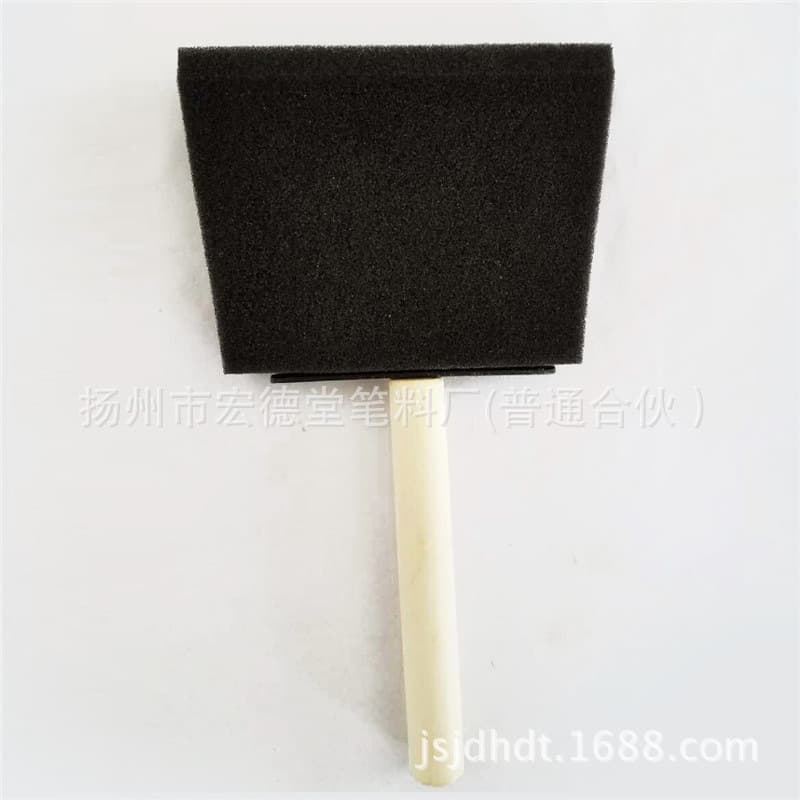 Cross-border wooden handle black sponge brushes for children's DIY doodling, multiple specifications painting sponge brushes available for wholesale.