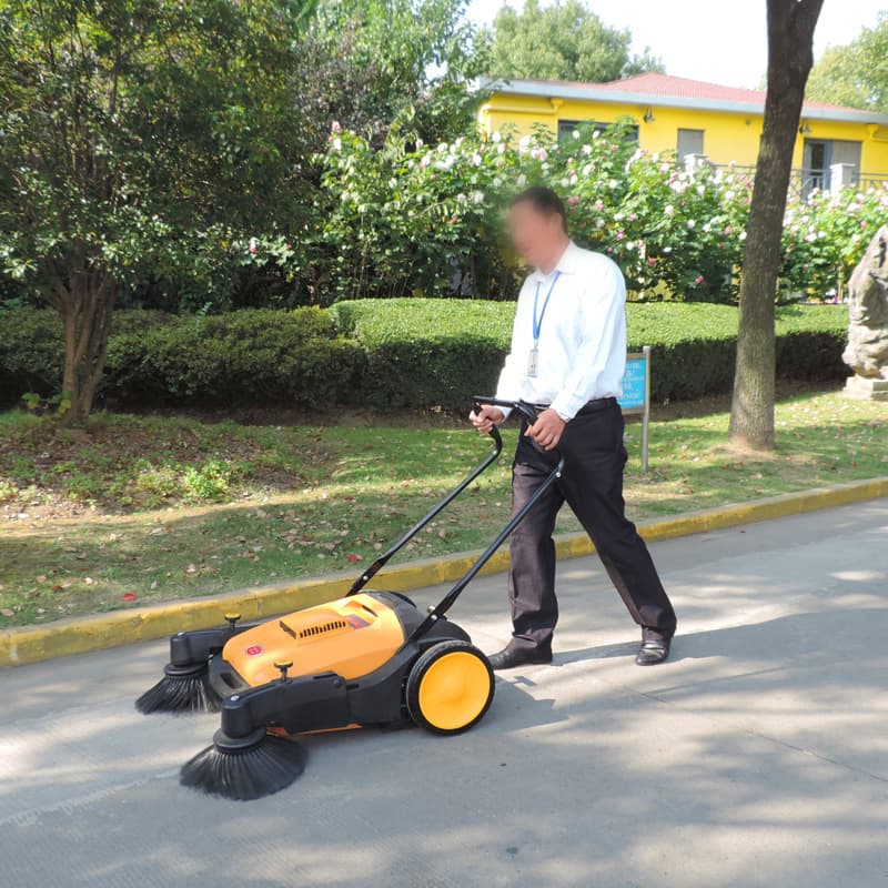 Jielemei Push Sweeper KM98/40 Non-Powered Industrial Sweeper Workshop Side Brush Belt Wheel
