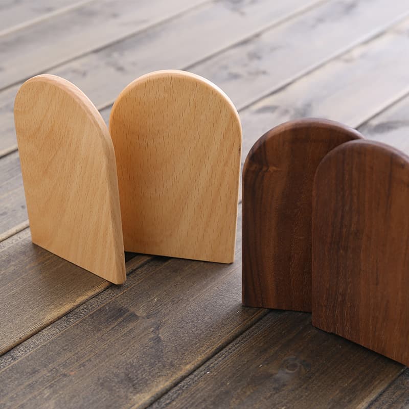 Japanese Simple Wooden Bookend Creative Black Walnut Thick Bookshelf Book Stopper Student Solid Wood Book Holder Logo