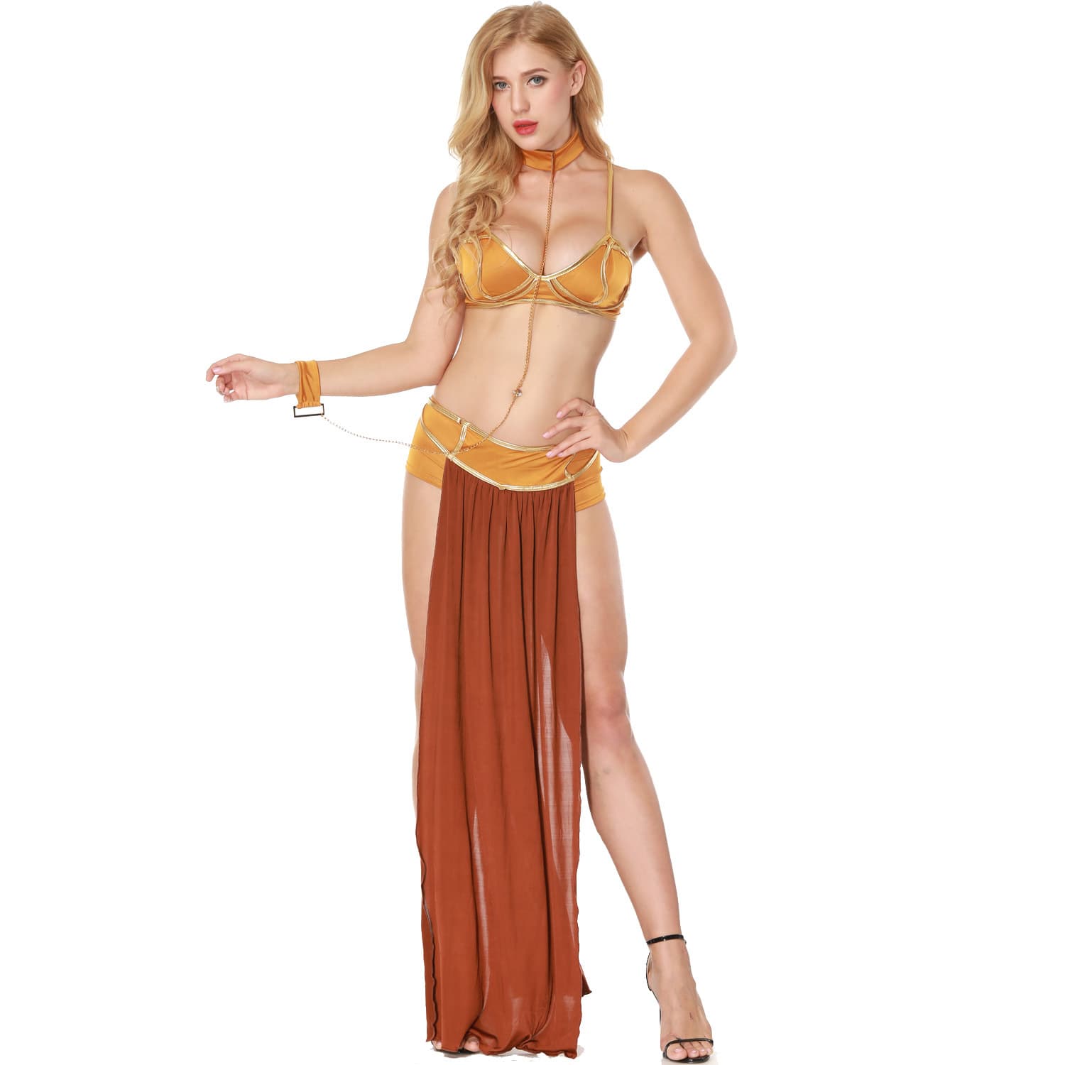 S-3XL Women's Sexy Slip Dress Cosplay European and American Lingerie Long Dress Halloween Costume