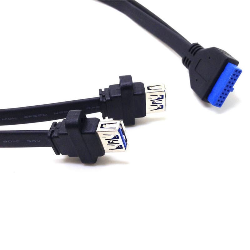 Dual Extension Cable USB 3.0 Ear 20-Pin to Motherboard Front Panel Cable for Computer Case Digital Computer