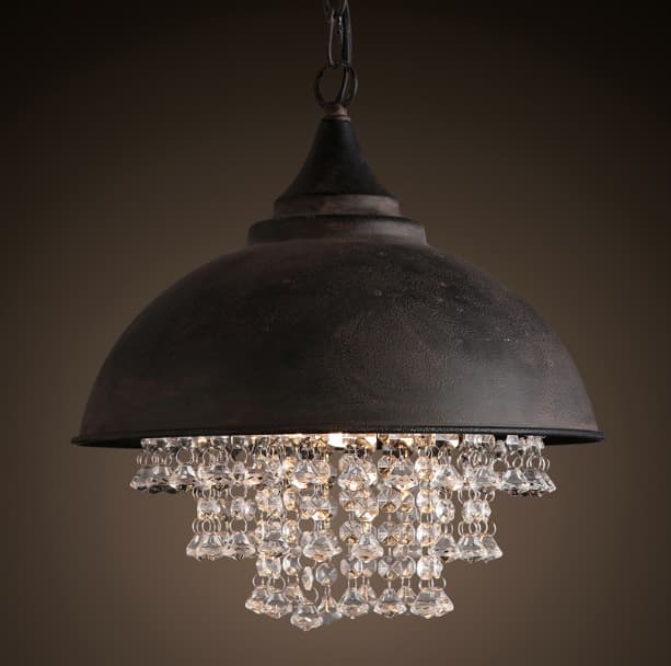 American retro industrial style crystal chandelier bar coffee restaurant bar loft iron pot lid decorative chandelier