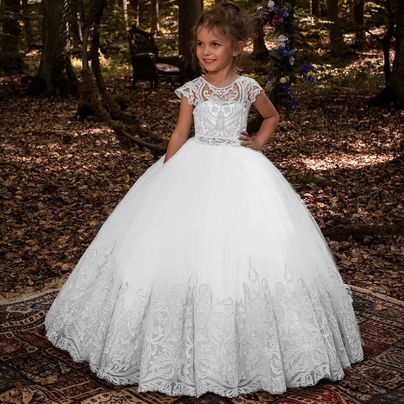 Children's Dress New Style Flower Girl Dress Lace Catwalk Performance Host Girl's Fluffy Princess Piano Evening Dress