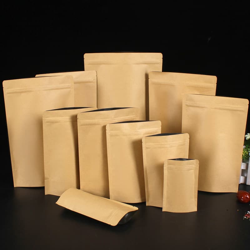 Tea Bags, Aluminum Foil Laminated Kraft Paper Self-Sealing Stand-Up Bags, Nut Food Packaging Bags, Sealed Bags in Stock