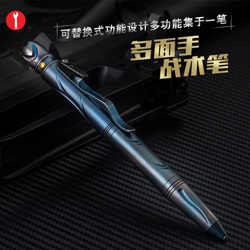 Multifunctional Tactical Pen with Blue LED Light, Personal Safety Alarm for Women, Self-Defense Tool