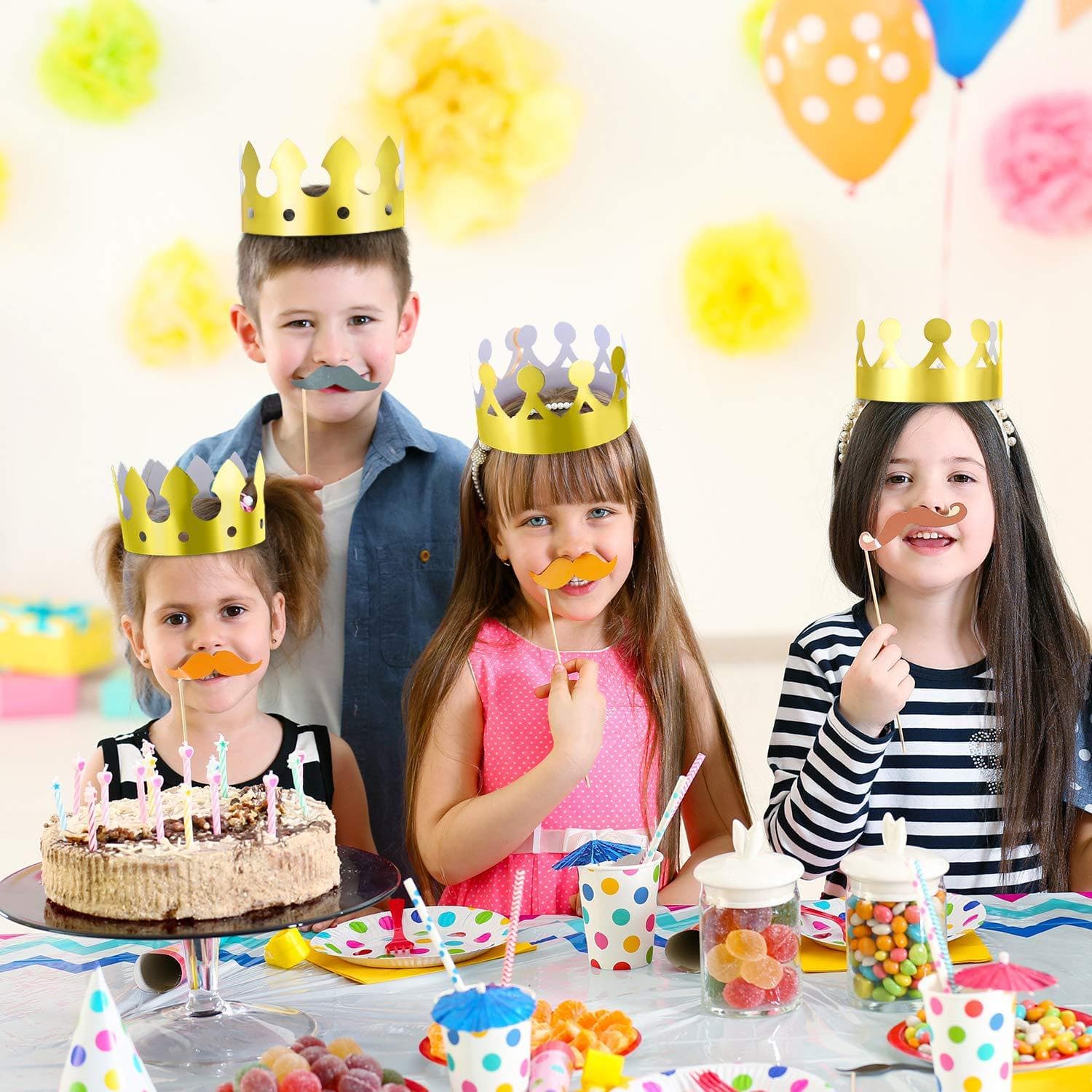 Birthday Party Crown Hat Adult Children's Party Accessory Toy Supplies Popular Ins Style Paper Material One Size Fits All