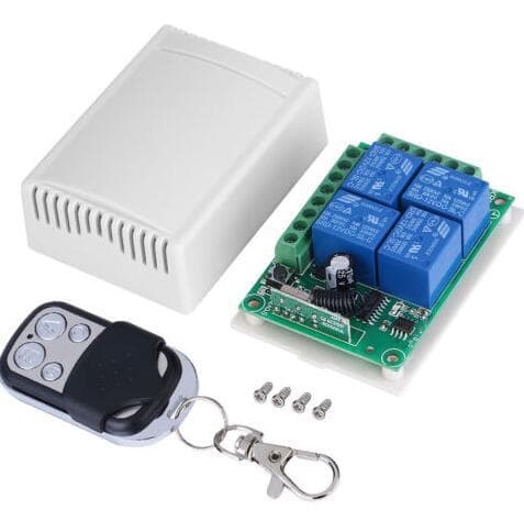 Wholesale 12V 4-Channel Wireless Remote Control Switch, 433MHz Remote Control Switch, Black Metal 4-Button Wireless Remote