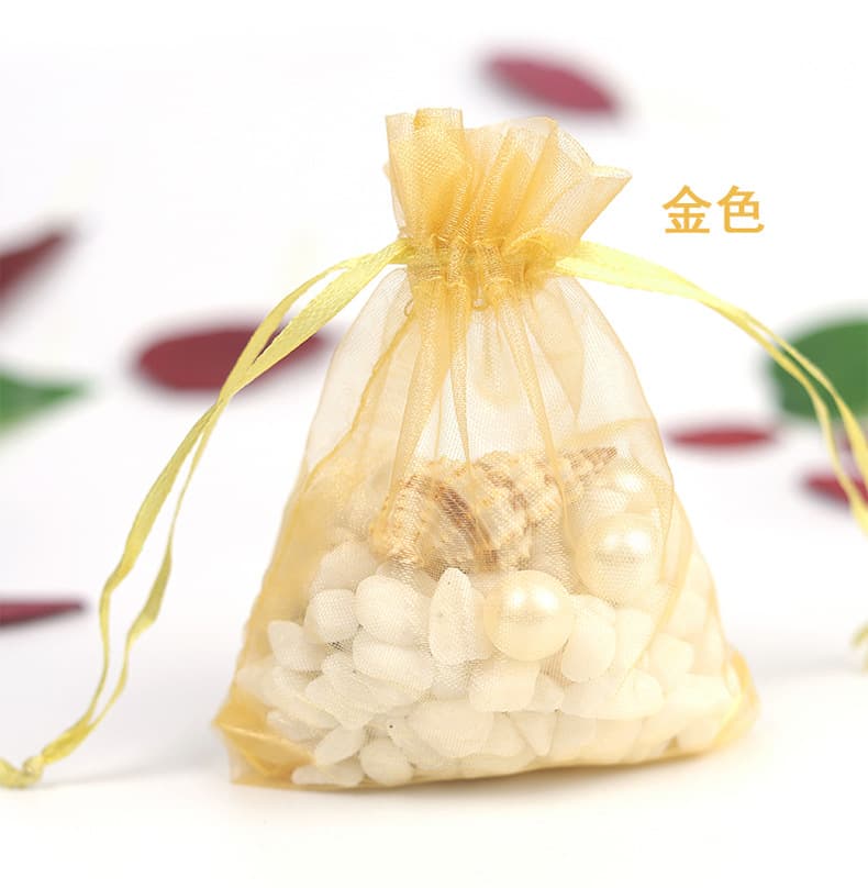 Solid Organza Drawstring Bag, Breathable Mesh Pouch for Cosmetics, Gifts, Jewelry Packaging, Cross-Border Best Seller