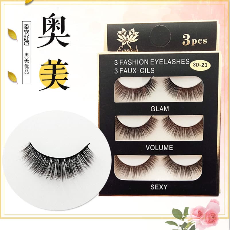 3D Three Pairs 07 Material Woven Thick Cross Natural Eyelashes Factory Wholesale